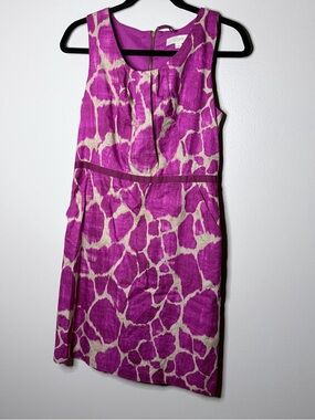 LOFT Pink & Cream Printed Sleeveless Dress